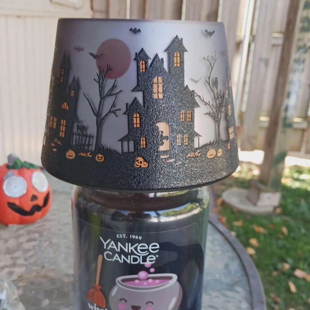 Yankee Candle Halloween House large Glass Jar Shade Halloween Candle Topper NEW